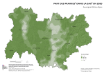 Vignette Image 2 : Carte repr&eacute;sentant la part des prairies dans la surface agricole utilis&eacute;e en Auvergne-Rh&ocirc;ne-Alpes, selon les donn&eacute;es du Recensement Agricole 2020. La carte met en &eacute;vidence les territoires o&ugrave; les prairies repr&eacute;sentent la plus grande part des surfaces agricoles dans la r&eacute;gion.