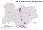 Vignette Image 2 : Carte repr&eacute;sentant la part des vignes pour vin AOP dans la surface agricole utilis&eacute;e en Auvergne-Rh&ocirc;ne-Alpes, selon les donn&eacute;es du Recensement Agricole 2020. La carte met en &eacute;vidence les territoires o&ugrave; les vignes pour vin AOP repr&eacute;sentent la plus grande part des surfaces agricoles dans la r&eacute;gion.