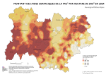 Vignette Image 3 : Carte repr&eacute;sentant la r&eacute;partition des aides de la PAC par hectare de Surface Agricole Uilis&eacute;e (SAU) dans la r&eacute;gion Auvergne-Rh&ocirc;ne-Alpes pour la campagne de 2024 selon l'Agence de Services et de Paiement (ASP). La carte illustre la diversit&eacute; des montants aid&eacute;s par unit&eacute; de surface, mettant en &eacute;vidence l'impact des soutiens financiers sur les exploitations agricoles et les territoires ruraux de la r&eacute;gion.