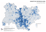 Vignette Image 2 : Carte repr&eacute;sentant la densit&eacute; de ch&egrave;vres en Auvergne-Rh&ocirc;ne-Alpes, selon les donn&eacute;es du Recensement Agricole 2020. La carte illustre les zones o&ugrave; les &eacute;levages de ch&egrave;vres sont concentr&eacute;s dans la r&eacute;gion.