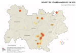 Vignette Image 1 : Carte repr&eacute;sentant la densit&eacute; de poules pondeuses en Auvergne-Rh&ocirc;ne-Alpes, selon les donn&eacute;es du Recensement Agricole 2010. La carte illustre les zones o&ugrave; la production d'&oelig;ufs est concentr&eacute;e dans la r&eacute;gion.