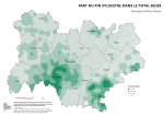 Vignette Image 2 : Carte illustrant la part du pin sylvestre dans le total boisé de la région Auvergne-Rhône-Alpes, selon les données de la BD forêt V2 (IGN).La carte met en évidence les zones où le pin sylvestre se concentre dans les surfaces forestières de la région.