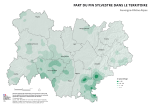 Vignette Image 1 : Carte illustrant la part du pin sylvestre dans le territoire de la région Auvergne-Rhône-Alpes, selon les données de la BD forêt V2 (IGN).La carte met en évidence les zones où le pin sylvestre se concentre dans la région.