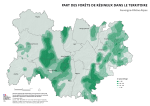Vignette Image 1 : arte illustrant la part des forêts de résineux dans le territoire de la région Auvergne-Rhône-Alpes, selon les données de la BD forêt V2 (IGN).La carte met en évidence les zones où les forêts de résineux se concentrent dans la région.