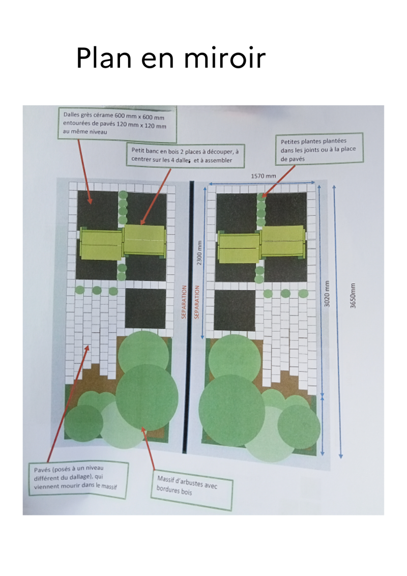 Image 6 : aménagement à réaliser lors de l'épreuve - pose de pavé, plantation, banc, ....